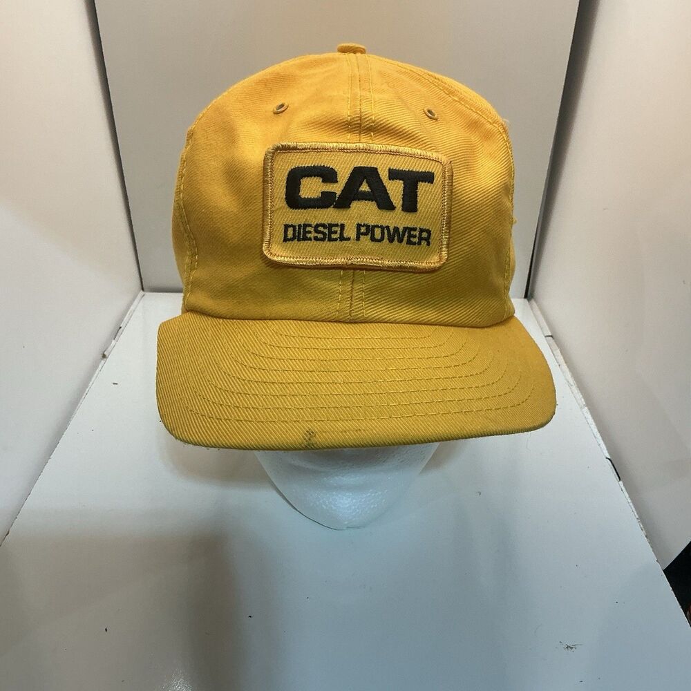 Vintage CAT Diesel Power Hat Caterpillar Yellow Snapback Cap Workwear